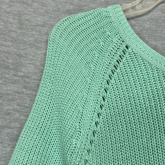 TIMING Mint Green Long Sleeve Scoop Neck Full Zipper Back with Hi Lo Hem Sweater - Picture 7 of 16